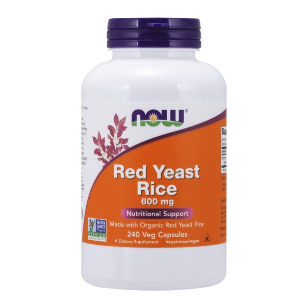 NOW Supplements, Red Yeast Rice 600 mg, Made with Organic Red Yeast Rice, 240 Veg Capsules