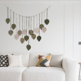 Tgsedr Macrame Tapestry Wall Hanging Boho Decorative Macrame Leaves Tapestry Woven Wall Hanging Decor for Living Room Bedroom 120 x 75 cm