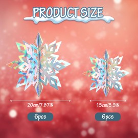FUIPVGI 12 Pcs 3D Snowflake Decoration,Snowflake Anging Decorations，3D Snowflake Hanging Decorations Christmas Snowflake Flake Decoration Christmas Tree Hanging for Christmas Holiday Wedding (12 PCS)