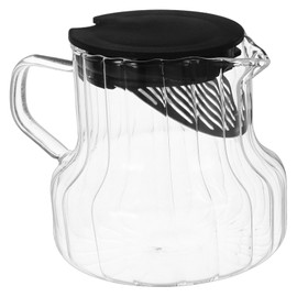 Mobestech Glass Tea Steeper Pot with Lid Vertical Stripe Pattern Coffee Jug for Home Brewing Elegant Transparent Design for Tea and Coffee Kitchen Accent