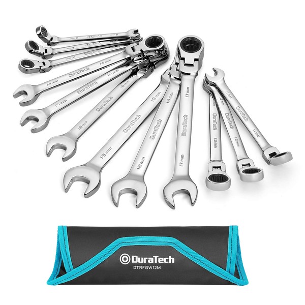 DURATECH Flex-Head Ratcheting Wrench Set, Combination Wrench Set, 72 Tooth,