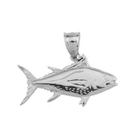 FDJ .925 Sterling Silver Yellowfin Tuna Fish Pendant - Pendant with 20" chain