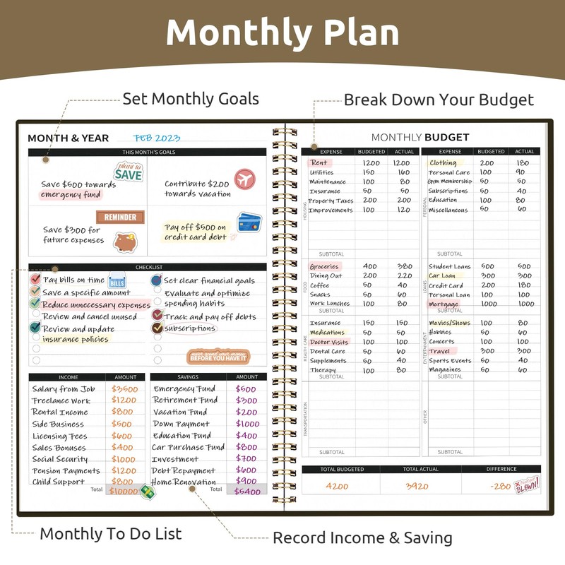 Aesthetic Budget Planner - Monthly Finance Planner with Expense Tracker,