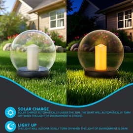 uuffoo 2-Pack 7.4x7.4 Solar Floating Pool Lights Ball Solar Powered That Float Candles Flickering Flame Lights Outdoor Water-Resistant IP66 for Pond Garden Party Swimming Decor