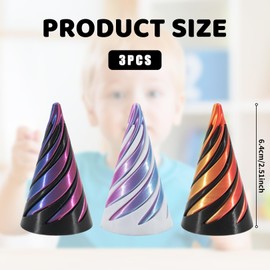 3 Pcs Spiral Cone Fidget Toy,3d Printed Fidget Toys,Impossible Pyramid,Triangle Desktop Mini Pass Through Passthrough Quackey Sculpture Twisty cones,for Children and Adolescents to Relieve Stress