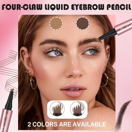 LURNODY Pack of 3 3D Eyebrow Pencils, Waterproof Microblading Eyebrow Pencil, Eyebrow Pencil with 4 Fork Tips for Women to Create Natural Hair-like Eyebrows (Light Brown + Dark Brown)