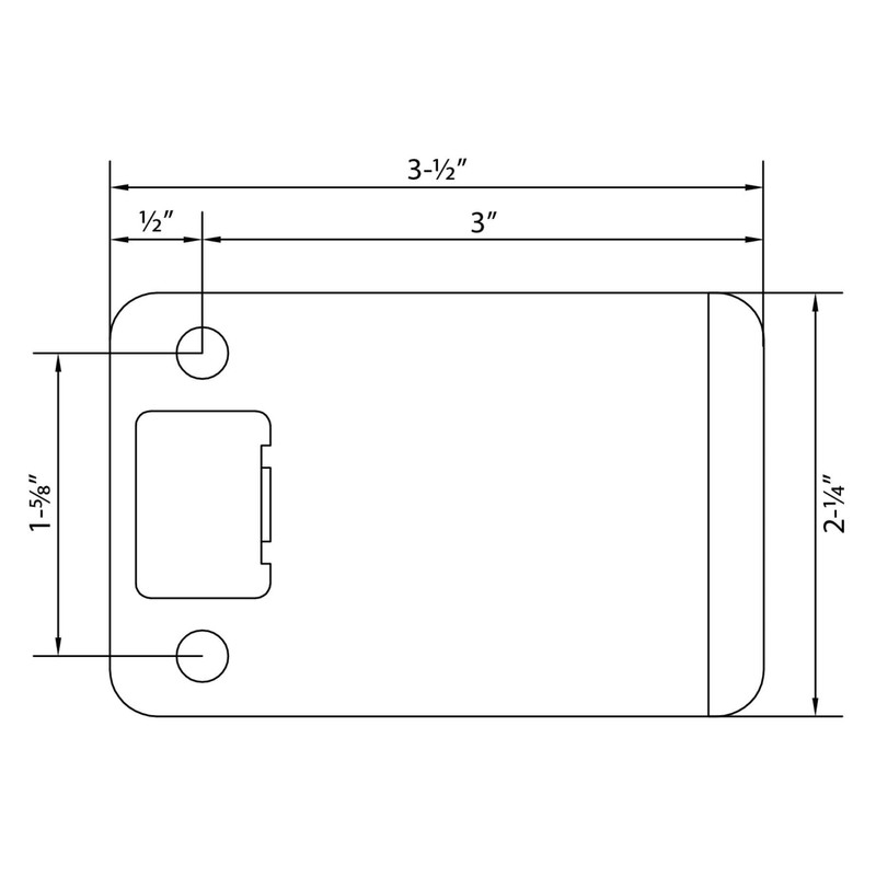 Round Corner Extended Lip Strike Plate, 2-1/4" x 3", (3-1/2"