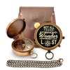 ANTIQUANA Brass Compass Unique Print 'Not All Those Who Wander
