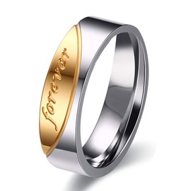 Uloveido Stainless Steel Wedding Engagement Bands for Men Alphabet Forever Ring CR058 (Men, Size T)