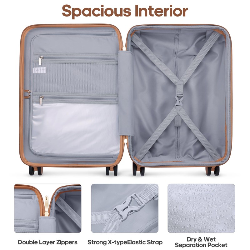 Mosslly Luggage Sets 3 Piece, Expandable 100% PC Hardshell Suitcase