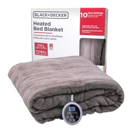 BLACK+DECKER Heated Full Blanket, 72" x 84", Micro Plush, 10 Heat Settings. 10 Hour Automatic Shut-Off, Machine Washable, Fast Heating, Overheat & Overcurrent Auto Shut Off, Electric, Soft, ETL, Grey