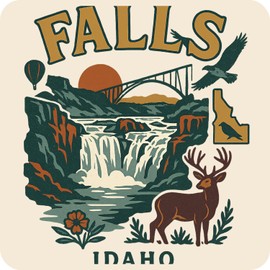 Falls Idaho Souvenir Vinyl Magnet – Destination Travel Keepsake Collectible 3-Inches Wide