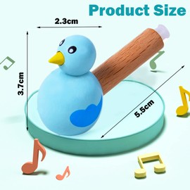 DMZK Pack of 15 Wooden Whistles Children, Wooden Bird Whistle Cartoon Toy for Children Early Education Parent-Child Student Gift Toy (Random Colour)