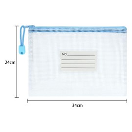 Vicloon Document Bag A4, 10 Pieces Zip Pockets with Label, Waterproof Mesh Pockets, Plastic Zip Bag, Zip Bag for School, Office, Travel (White)