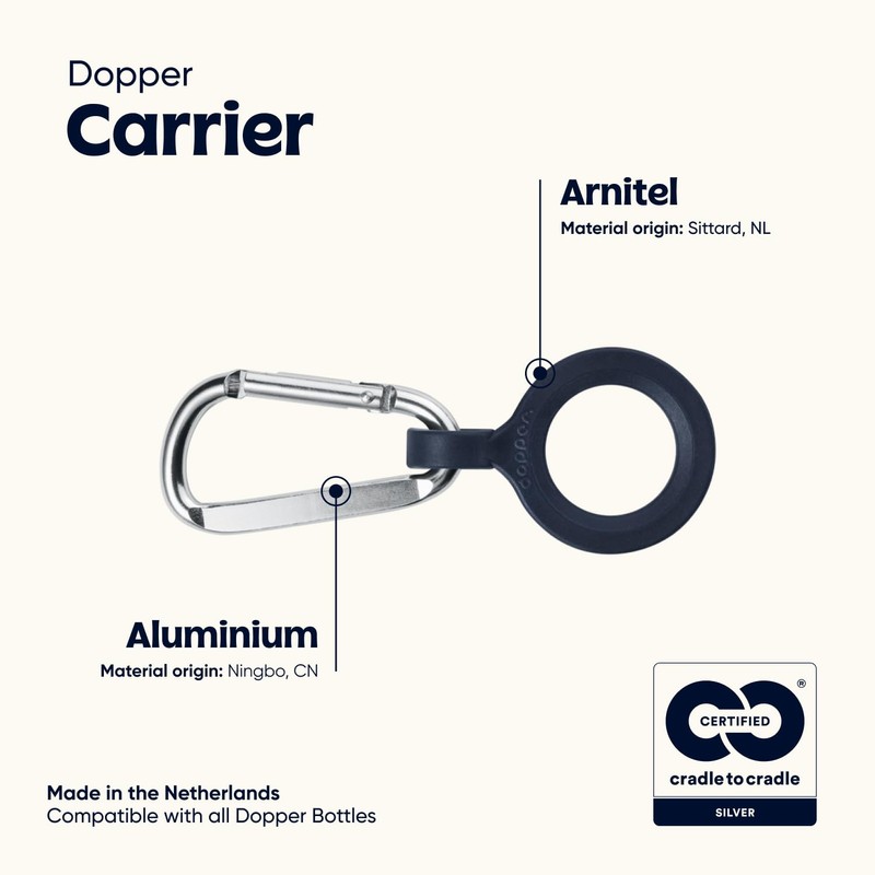Dopper Carrier for drinking bottles, carabiner for carrying bottles