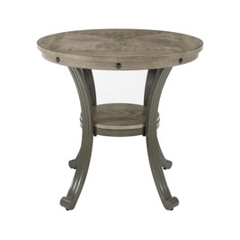 Powell Franklin Metal and Wood Round Side Table with Pewter D1338A20ST