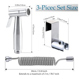 Bidet Stainless Steel Hand Shower, Muslim Stainless Steel Shower, Baby Cloth Diaper Spray Set with Spring Hose, Wall Mount