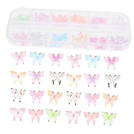 Healvian 60pcs Butterfly Nail Stickers Resin Nail Art Decals for Manicures and Realistic Design for Women Material
