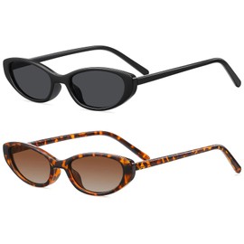 YMRFW Retro Oval Cat Eye Sunglasses for Women Trendy Narrow Small Oval Sun Glasses 90s Vintage Shades