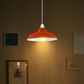 LEDSone Industrial Pendant Ceiling Light Shade, Retro Kitchen Pendant Ceiling Lights Vintage Metal Loft Bar Hanging Chandelier Lighting Rustic Pendant Lamp Shade (Orange)