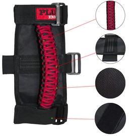 PLUSUTV - Tiradores de barra enrollable para UTV ATV Polaris Ranger RZR XP900 1000 Honda Pioneer Talon Kawasaki Wildcat Yamaha YXZ Can Am 1.75-2 pulgadas, color rojo, 2 unidades
