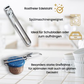 Lidmeister Stainless Steel Lid Opener, Extra Long Lever, Very Non-Slip, Adjustable, Multifunctional, Glass & Screw Lid Opener, Adjustable Opening Aid, Optimised Design for Seniors