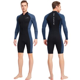 UPF 50+ Wetsuit 1.5mm Long Sleeve Swimming Suits Dive Surfing Wetsuit Shorty Scuba Diving Suit Zip Back Neoprene Rash Guard Spearfishing Snorkeling Sailing Skin for Men