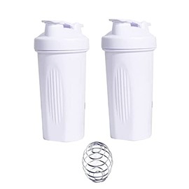 Shaker Bottle Blender for Protein Powder Mix(BPA free)-Best 28 oz Shaker Cup w. Stainless Steel Whisk Ball-Juice Mixer-2 Bottles (28OZ-800ML, White)