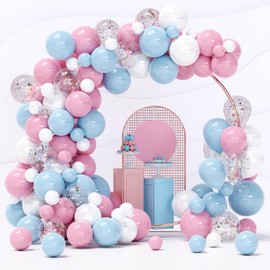 Pink and Blue Balloons, DIY Gender Reveal Party Balloons, 100PCS Pink Blue Confetti Balloons Garland Arch Kit for Boys Girls Gender Reveal Birthday Baby Shower Decorations