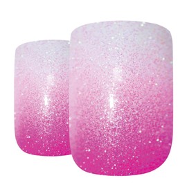 Bling Art False Nails French Fake Gel Ombre Pink Squoval Acrylic 24 Medium Tips