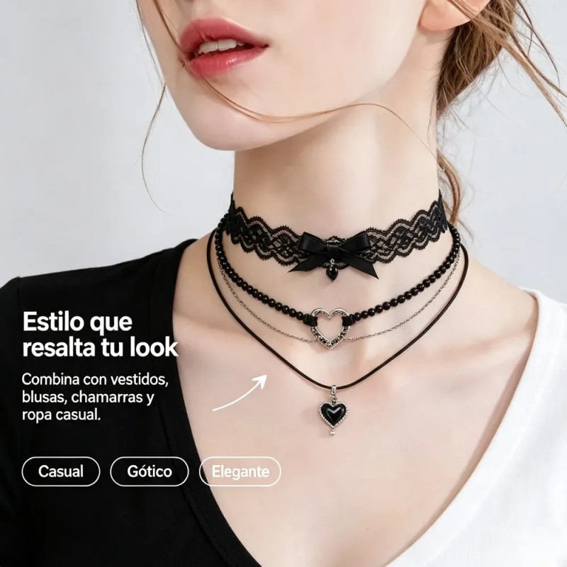 Jasu - Collar Gargantilla Choker Retro 23 Pzs Color Diferente