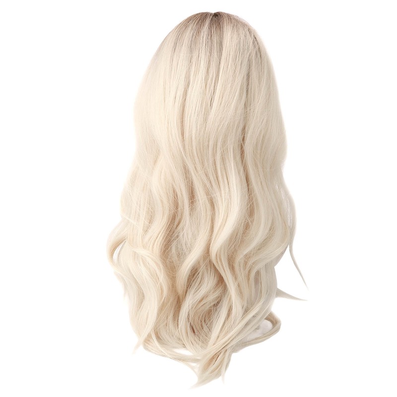 Gradient Blonde Brown Long Curly Wig Women Heat Resistant Synthetic