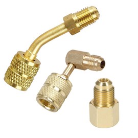 2 PCS 1/4" Male Flare To 5/16" Female R410A Connector Adapter + 1 PCS 1/4" Female x 1/2" Male Flare R134A Connector Adapter for Mini Split System, HVAC and Refriger Refrigerant Charging