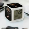 White Cube Illuminated Alarm Clock - Nebula Universe, Galaxy, Stars,