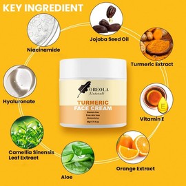 Turmeric Face Cream (2oz/60ml) Ideal for Face, Neck and Skin by Oreola Naturals.