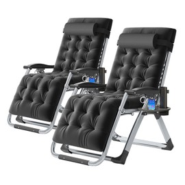 LILYPELLE Zero Gravity Chair, Premium Lawn Recliner Folding Portable Chaise Lounge with Detachable Cushion, Headrest and Cup Holder, Reclining Patio Lounger Chair