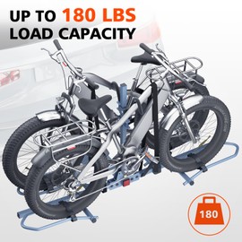 AKHAL-TEKE Bike Hitch Rack, Wobble Free Smart Tilting Bike Rack, Foldable 2-Bike Rack for Standard, Fat Tire and E-Bike, 2-Bike 180 lbs Capacity, Fits 2-inch Receiver