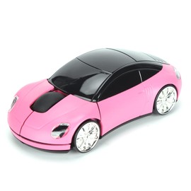 Sorandy Ratón Inalámbrico 2.4GHz, Óptico Ergonómico Forma de Coche Deportivo 3D con Luz LED, 1600 dpi, Rosa                                           