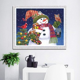 5D Diamond Painting Diamant Malerei Painting Bilder, Wowdecor Weihnachten Festival Schneemann Full Set Groß DIY Diamant Gemälde Malen Nach Zahlen