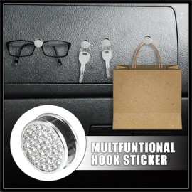 Hihaha 4pcs 22mm Bling Car Dashboard Hooks Storage Hooks Silver Tone Durable Material