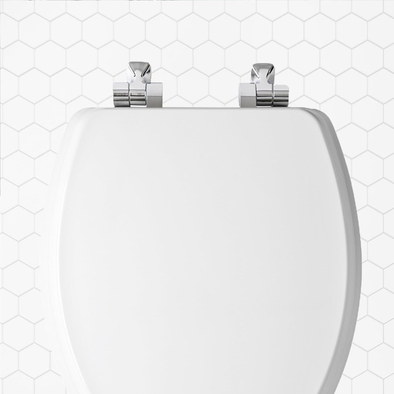 Mayfair Bennett Toilet Seat with Brushed Nickel Hinges, Slow Close