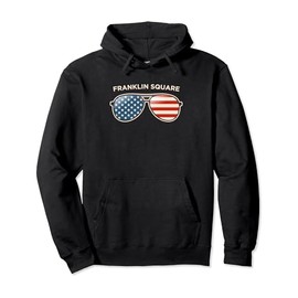 Franklin Square, NY Vintage US Flag Sunglasses Pullover Hoodie