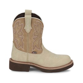 Justin Gypsy Kay 8” Cowboy Boots for Women - Premium Full-Grain Leather Women’s Cowgirl Boots with Removable Orthotic Footbed, Slip-Resistant Rubber Outsole, Taupe - 7.5 B