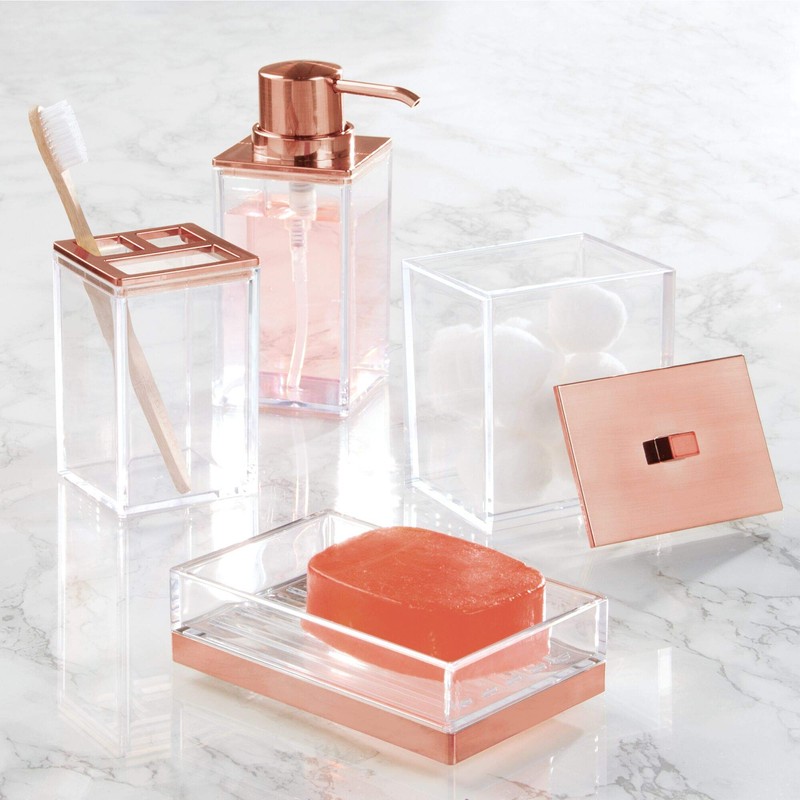 InterDesign 歯ブラシスタンド ホルダー 洗面所 Clarityクリア ローズゴールド 41288EJ