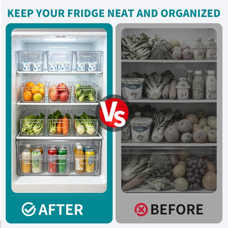 Yogurt Organizer for Fridge, Refrigerator Storage Bins with Handle, 2