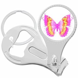 Watercolor Butterfly Nail Clippers Plus Bottle Opener Keychain