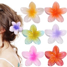 Pack of 6 Flower Hair Clips, Non-Slip Flower Hair Clip, Egg Flower Hair Clip, Colourful Hair Clip Flower, Hawaiian Hair Clip for Women, Hair Spirals Clip, Non-Slip Hair Styling Accessories for Thick