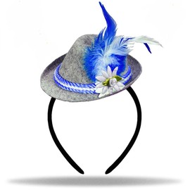 Hatstar Mini Tyrolean Hat | Seppel Hat Headband with Feather | Seppl Hat Headband for October Party | Costume Accessory for Men and Women (Seppel Hat Blue)