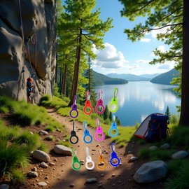 Dwuww 6 Pcs Silicone Water Bottle Buckle with Carabiner Clip Portable Secure Bottle Holder Water Bottle Hanging Rings Silicone Water Bottle Buckle Portable Hiking Camping Water Bottle Accessories