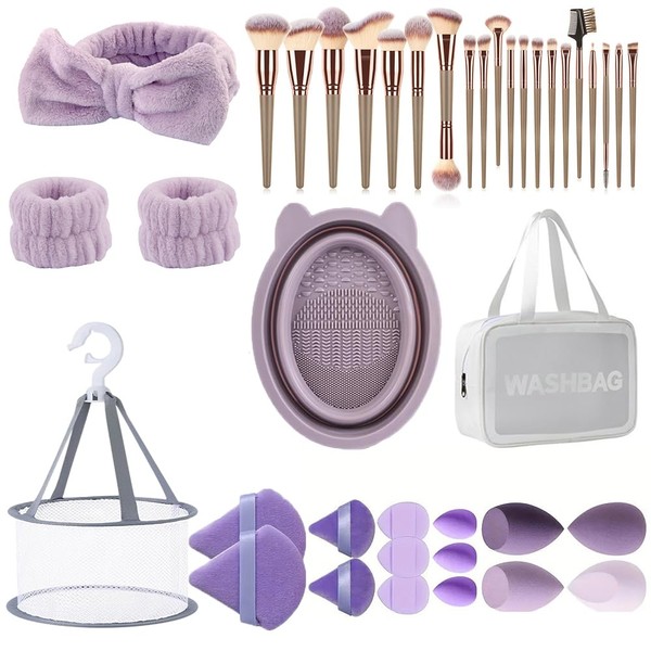 Un set de brochas de maquillaje para cara y ojos